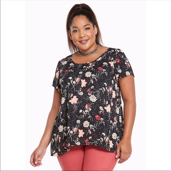 torrid Tops - Torrid Floral Georgette Pleated Blouse